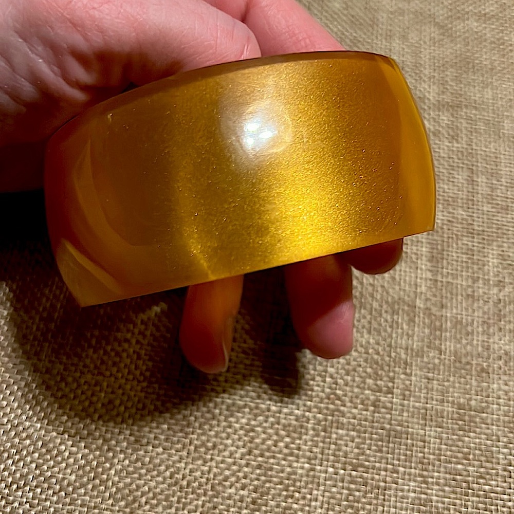 Shimmery Yellow Gold Pentagon Bangle New Old Stock